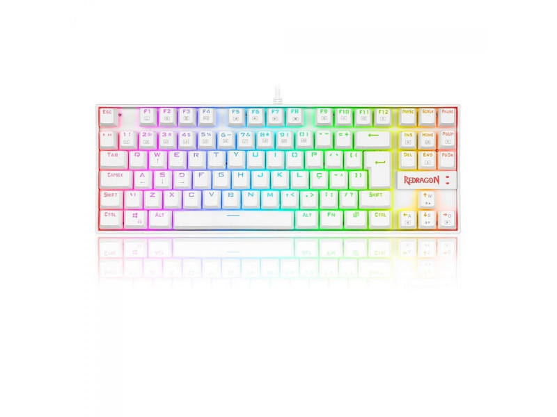 Teclado Mecânico Gamer Redragon Kumara Lunar K552, RGB, Switch Red, ABNT2, White, K552W-RGB (PT-RED)