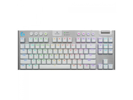 Teclado Mecânico Gamer Logitech G915 X TKL LightSpeed, RGB, Wireless/Bluetooth, Switch Brown, Low Profile, ANSI, Branco, 920-012