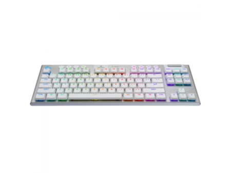 Teclado Mecânico Gamer Logitech G915 X TKL LightSpeed, RGB, Wireless/Bluetooth, Switch Brown, Low Profile, ANSI, Branco, 920-012