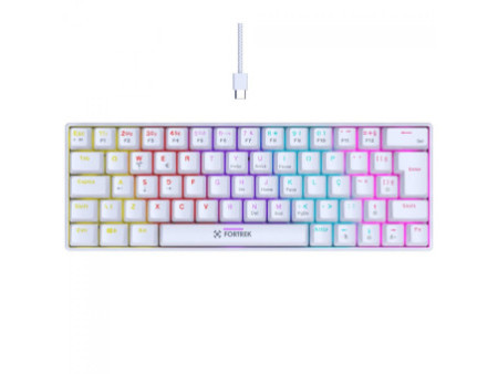 Teclado Gamer Mecânico Fortrek Gravity 65, Rainbow, Switch Outemu Red, ABNT2, Compact, Branco