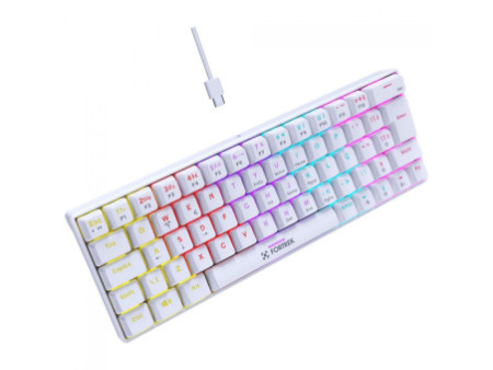 Teclado Gamer Mecânico Fortrek Gravity 65, Rainbow, Switch Outemu Red, ABNT2, Compact, Branco