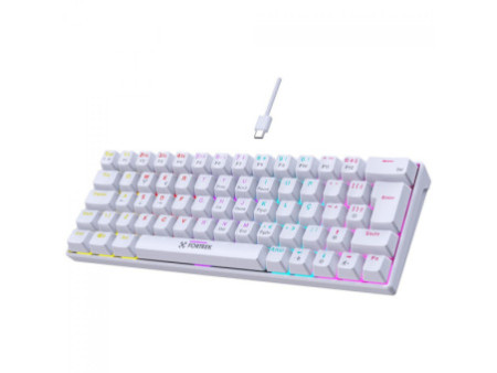 Teclado Gamer Mecânico Fortrek Gravity 65, Rainbow, Switch Outemu Red, ABNT2, Compact, Branco