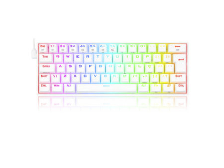 Teclado Mecânico Gamer Redragon Draconic Lunar, RGB, 60%, Switch Brown. ABNT, Bluetooth, White, K530W-RGB-PRO (PT-BROWN)