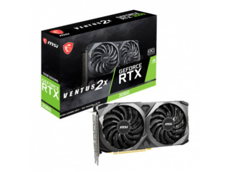 Placa de Vídeo MSI NVIDIA GeForce RTX 3060 VENTUS 2X OC, LHR, 12GB GDDR6, DLSS, Ray Tracing, 912-V397-658