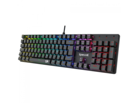 Teclado Mecânico Gamer Redragon Sindri Rainbow, Switch Brown, USB, ABNT2, Full-Size, Black, K671 (PT-BROWN)