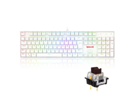 Teclado Mecânico Gamer Redragon Mitra Lunar K551W, RGB, Switch Brown, ABNT2, White, K551W-RGB (PT-BROWN)