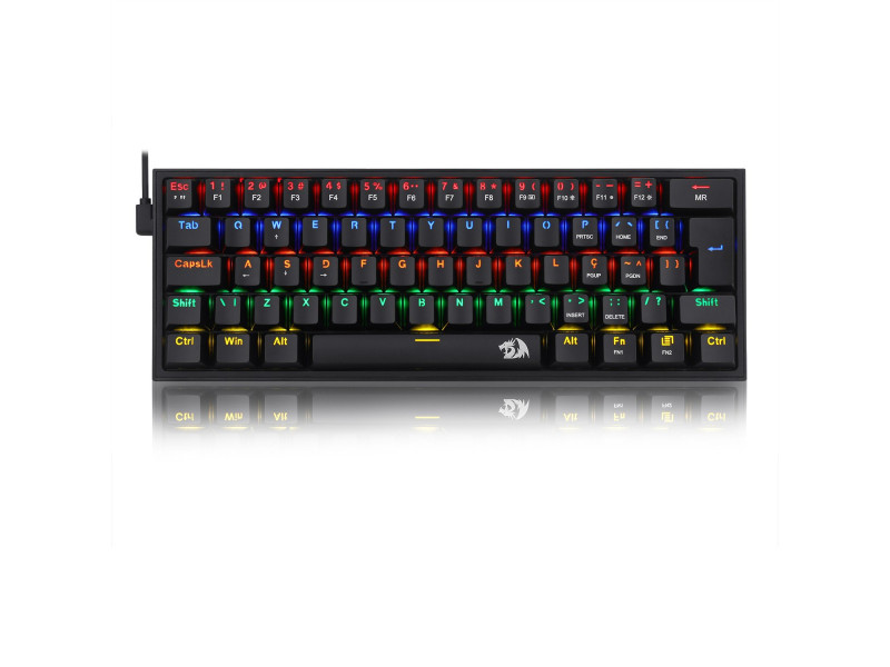 Teclado Mecânico Gamer Redragon Fizz, RAINBOW, Switch Blue, ABNT 2, Black, K617-R-B (PT-BLUE)