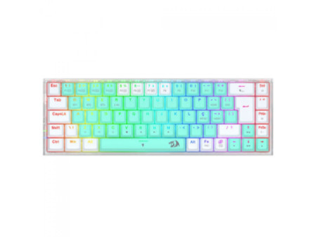 Teclado Gamer Mecânico Redragon Castor Pro, Wireless, Bluetooth, Switch Gentle Mine, ABNT2, 65%, Branco E Menta, K631RGB-PRO-GW