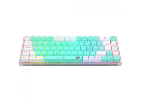 Teclado Gamer Mecânico Redragon Castor Pro, Wireless, Bluetooth, Switch Gentle Mine, ABNT2, 65%, Branco E Menta, K631RGB-PRO-GW