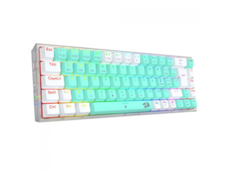 Teclado Gamer Mecânico Redragon Castor Pro, Wireless, Bluetooth, Switch Gentle Mine, ABNT2, 65%, Branco E Menta, K631RGB-PRO-GW