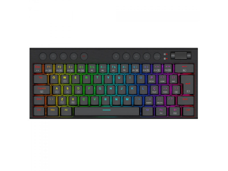 Teclado Gamer Mecânico Redragon Horus Mini, RGB, Low Profile, USB, Switch Brown, ABNT2, 60%, Preto, K632-RGB (PT-BROWN)