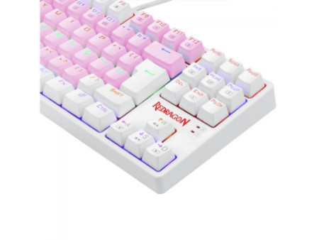 Teclado Mecânico Gamer Redragon Daksa Rainbow, Switch Blue Removíveis, ABNT2, Pink/White, K576PW-R PT-BLUE