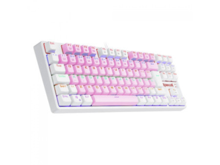 Teclado Mecânico Gamer Redragon Daksa Rainbow, Switch Blue Removíveis, ABNT2, Pink/White, K576PW-R PT-BLUE