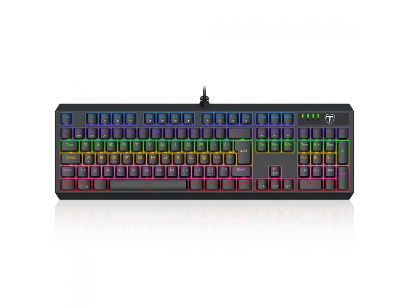 Teclado Mecânico Gamer T-Dagger Axis, Rainbow, Switch Brown, Full Size, ABNT2, Preto, T-TGK329-BR