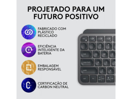 Teclado Logitech MX Keys Mini, Sem Fio, Iluminação Smart, Easy-Switch, Grafite, 920-010505