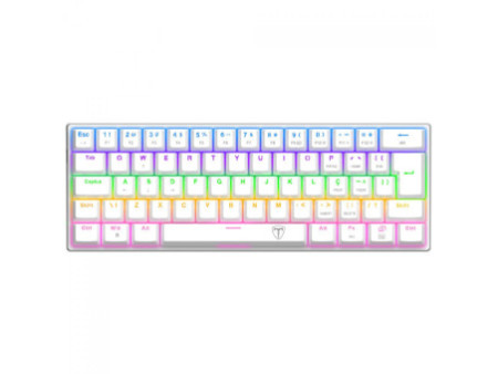 Teclado Mecânico Gamer T-Dagger Arena, Rainbow, Switch Brown, 60%, ABNT2, Branco, T-TGK321W-BR ABNT-2