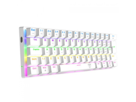 Teclado Mecânico Gamer T-Dagger Arena, Rainbow, Switch Brown, 60%, ABNT2, Branco, T-TGK321W-BR ABNT-2