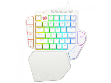 Teclado Mecânico Gamer Redragon DitiX, One Hand, RGB, Switch Blue, Branco, K601W-RGB