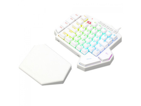 Teclado Mecânico Gamer Redragon DitiX, One Hand, RGB, Switch Blue, Branco, K601W-RGB