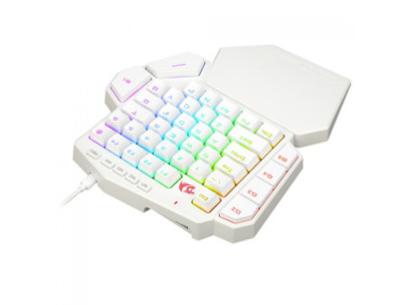 Teclado Mecânico Gamer Redragon DitiX, One Hand, RGB, Switch Blue, Branco, K601W-RGB