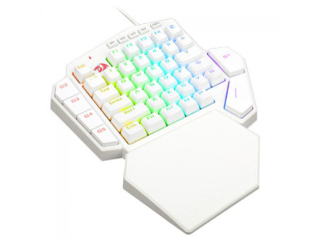 Teclado Mecânico Gamer Redragon DitiX, One Hand, RGB, Switch Blue, Branco, K601W-RGB
