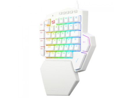 Teclado Mecânico Gamer Redragon DitiX, One Hand, RGB, Switch Blue, Branco, K601W-RGB