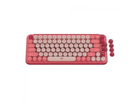 Teclado Mecânico Logitech Pop Keys, Sem Fio, Tátil, ANSI, Bluetooth, Switch Brown, Rosa, 920-010712