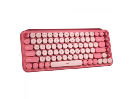 Teclado Mecânico Logitech Pop Keys, Sem Fio, Tátil, ANSI, Bluetooth, Switch Brown, Rosa, 920-010712
