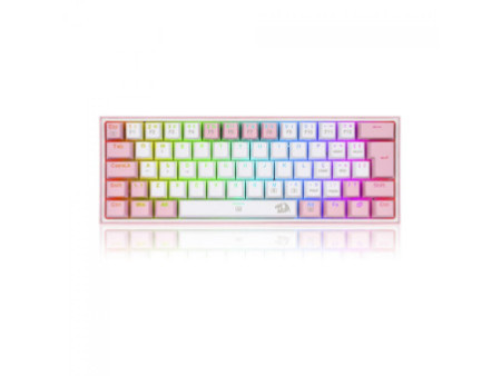 Teclado Mecânico Gamer Redragon Fizz, RGB, Switch Blue, ABNT 2, White/Pink, K617-RGB-WP