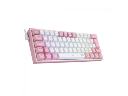 Teclado Mecânico Gamer Redragon Fizz, RGB, Switch Blue, ABNT 2, White/Pink, K617-RGB-WP