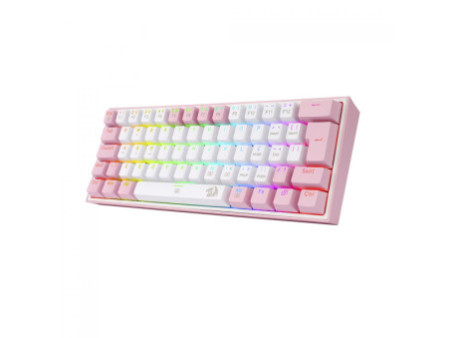 Teclado Mecânico Gamer Redragon Fizz, RGB, Switch Blue, ABNT 2, White/Pink, K617-RGB-WP