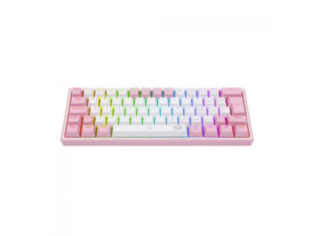 Teclado Mecânico Gamer Redragon Fizz, RGB, Switch Blue, ABNT 2, White/Pink, K617-RGB-WP