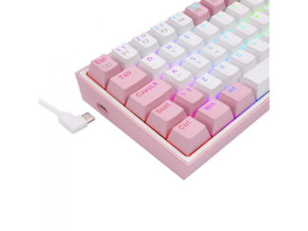 Teclado Mecânico Gamer Redragon Fizz, RGB, Switch Blue, ABNT 2, White/Pink, K617-RGB-WP