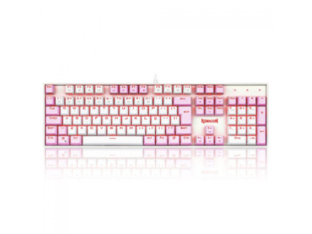 Teclado Mecânico Gamer Redragon Mitra, Switch Brown, ABNT2, LED Red, White/Pink, K551WP (PT-BROWN)