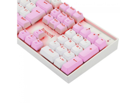 Teclado Mecânico Gamer Redragon Mitra, Switch Brown, ABNT2, LED Red, White/Pink, K551WP (PT-BROWN)