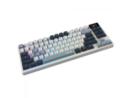 Teclado Mecânico Gamer MSI Forge GK600 SKY, RGB, Wireless/Bluetooth, ANSI, TKL, Switch Linear, Branco e Cinza