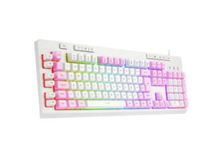 Teclado Gamer Redragon Shiva, RGB, ABNT2, Full-Size, White/Pink, K512WP-RGB