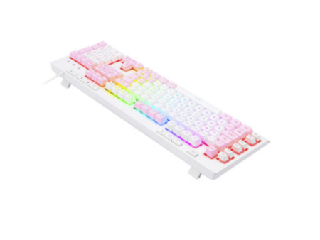 Teclado Gamer Redragon Shiva, RGB, ABNT2, Full-Size, White/Pink, K512WP-RGB