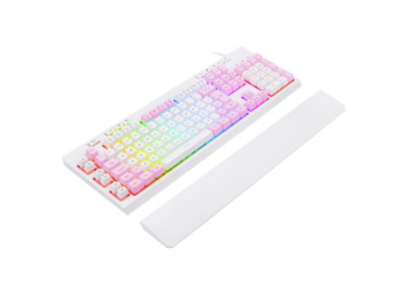 Teclado Gamer Redragon Shiva, RGB, ABNT2, Full-Size, White/Pink, K512WP-RGB
