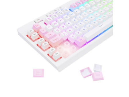 Teclado Gamer Redragon Shiva, RGB, ABNT2, Full-Size, White/Pink, K512WP-RGB