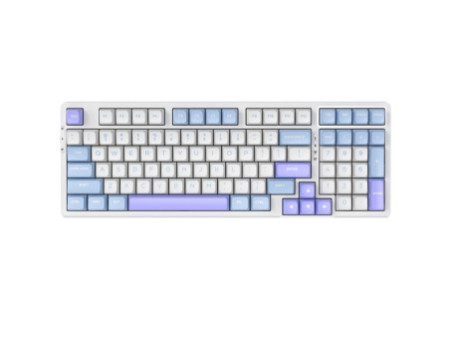 Teclado Gamer Mecânico SuperFrame Fusion Pro, RGB, Wireless/Bluetooth, Switch Kailh Box Ice Cream, Branco/Azul e Rosa