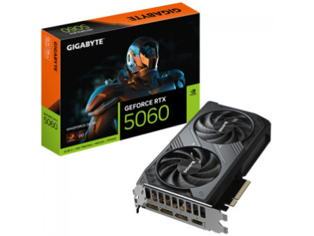 Placa de Vídeo Gigabyte NVIDIA GeForce RTX 5060 Windforce OC, 8GB, GDDR7, DLSS, Ray Tracing, GV-N5060WF2OC-8GD