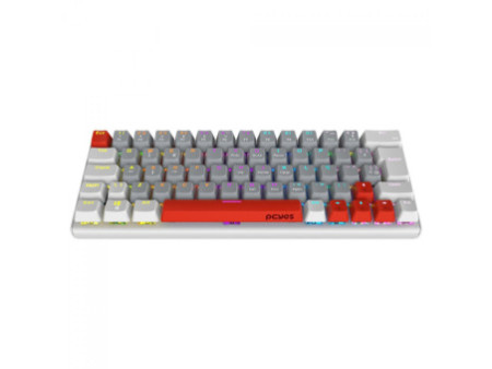 Teclado Mecânico Gamer PCYes Kuromori White Ghost, Rainbow, Switch Outemu Red, 60%, ABNT2, Branco, Cinza e Vermelho, PTKMWG60RD