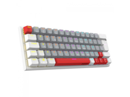 Teclado Mecânico Gamer PCYes Kuromori White Ghost, Rainbow, Switch Outemu Red, 60%, ABNT2, Branco, Cinza e Vermelho, PTKMWG60RD