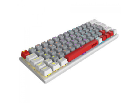 Teclado Mecânico Gamer PCYes Kuromori White Ghost, Rainbow, Switch Outemu Red, 60%, ABNT2, Branco, Cinza e Vermelho, PTKMWG60RD