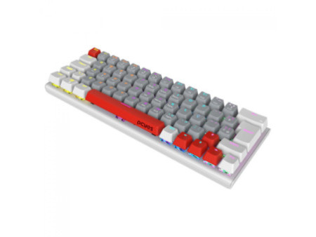 Teclado Mecânico Gamer PCYes Kuromori White Ghost, Rainbow, Switch Outemu Red, 60%, ABNT2, Branco, Cinza e Vermelho, PTKMWG60RD