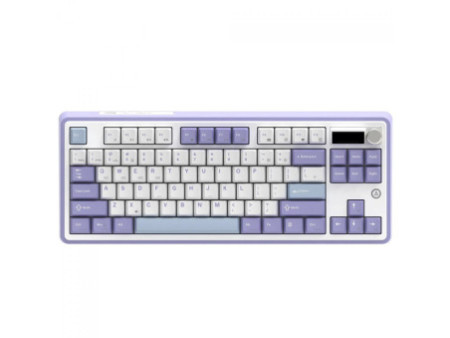 Teclado Mecânico Gamer Ajazz AK870, RGB, Wireless/Bluetooth/USB, TKL, ANSI, KTT Hyacinth Switch, Roxo, Branco e Azul