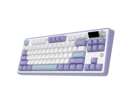 Teclado Mecânico Gamer Ajazz AK870, RGB, Wireless/Bluetooth/USB, TKL, ANSI, KTT Hyacinth Switch, Roxo, Branco e Azul
