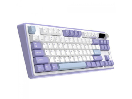 Teclado Mecânico Gamer Ajazz AK870, RGB, Wireless/Bluetooth/USB, TKL, ANSI, KTT Hyacinth Switch, Roxo, Branco e Azul
