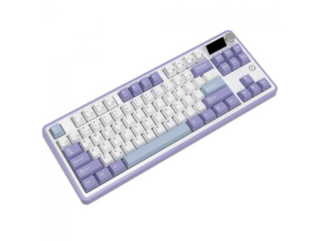 Teclado Mecânico Gamer Ajazz AK870, RGB, Wireless/Bluetooth/USB, TKL, ANSI, KTT Hyacinth Switch, Roxo, Branco e Azul